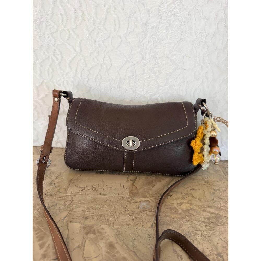 Vtg Y2K Coach F10888 Dark brown Chelsea Leather small Demi Shoulder Bag crossbod - Picture 2 of 13